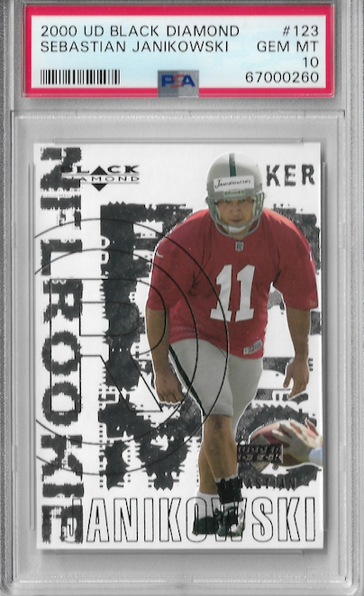 Graded 2000 UD Black Diamond Sebastian Janikowski #123 Rookie RC Football Card PSA 10 Gem Mint