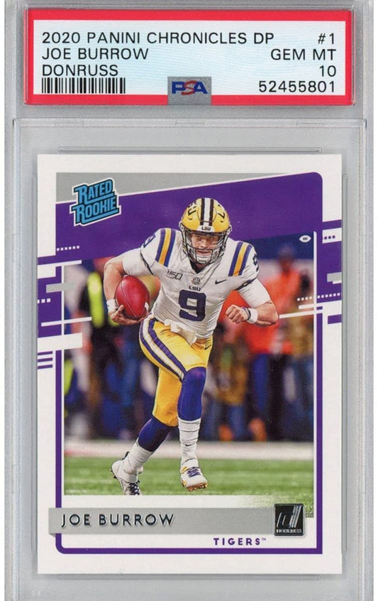 Graded 2020 Panini Chronicles Draft Picks Joe Burrow #1 Donruss Rookie RC Football Card PSA 10 Gem Mint