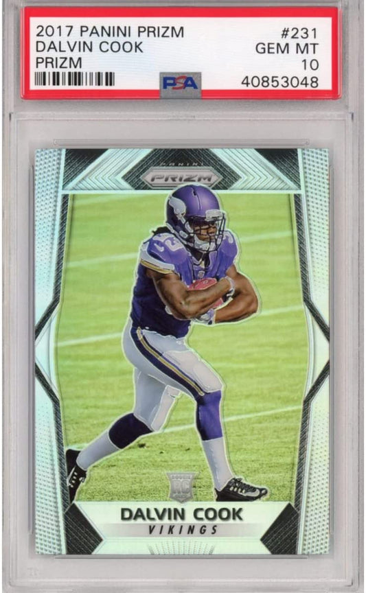 Graded 2017 Panini Prizm Dalvin Cook #231 Silver Prizm Rookie RC Football Card PSA 10 Gem Mint