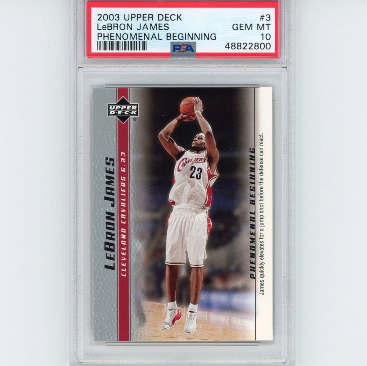 Graded 2003-04 Upper Deck UD LeBron James #3 Phenomenal Beginning Rookie RC Basketball Card PSA 10 Gem Mint
