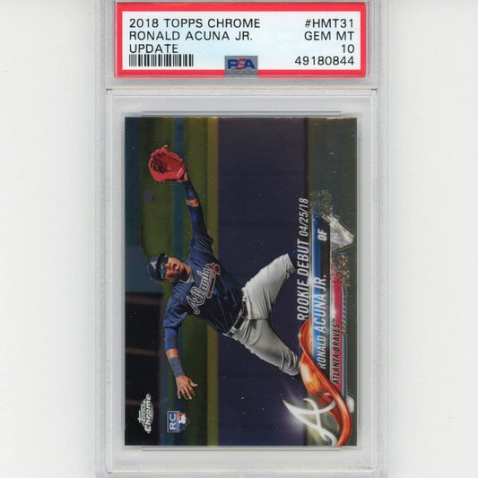 Graded 2018 Topps Chrome Update Ronald Acuna Jr. #HMT31 Rookie RC Baseball Card PSA 10 Gem Mint