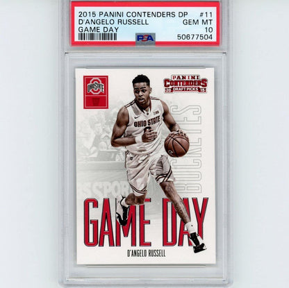 Graded 2015-16 Panini Contenders DP Draft Picks D'Angelo Russell #11 Game Day Rookie RC Basketball Card PSA 10 Gem Mint