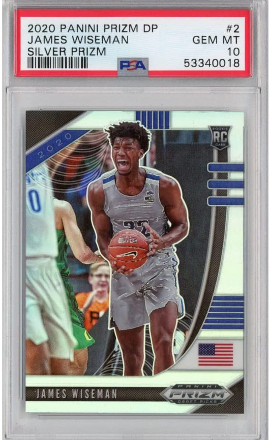 Graded 2020-21 Panini Prizm DP Draft Picks James Wiseman #2 Silver Rookie RC Basketball Card PSA 10 Gem Mint