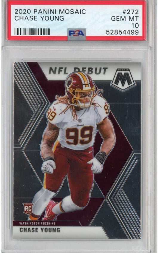 Graded 2020 Panini Mosaic Chase Young #272 Rookie RC Football Card PSA 10 Gem Mint