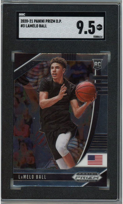 Graded 2020-21 Panini Prizm DP Draft Picks LaMelo Ball #3 Rookie RC Basketball Card SGC 9.5 Mint+