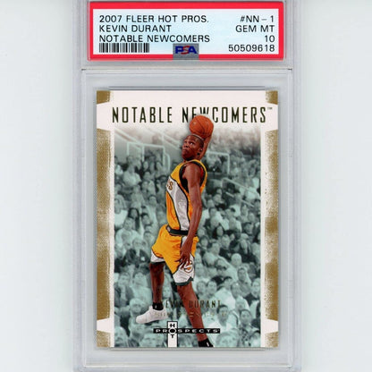 Graded 2007-08 Fleer Hot Prospects Kevin Durant #NN-1 Rookie RC Notable Newcomers Basketball Card PSA 10 Gem Mint