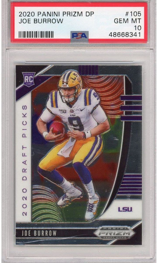 Graded 2020 Panini Prizm Draft Picks Joe Burrow #105 Rookie RC DP Football Card PSA 10 Gem Mint