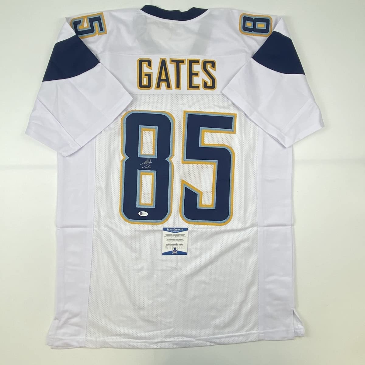Autographed/Signed Antonio Gates Los Angeles LA Powder Blue Football Jersey Beckett BAS COA
