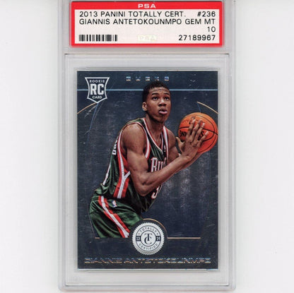 Graded 2013-14 Panini Totally Certified Giannis Antetokounmpo #236 Rookie RC Basketball Card PSA 10 Gem Mint