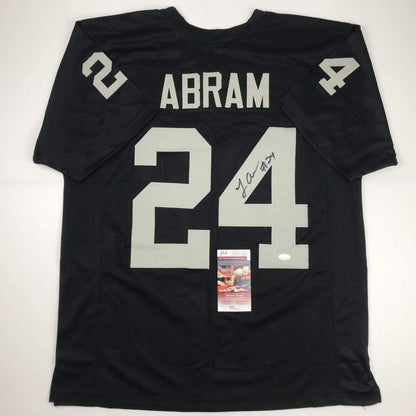 Autographed/Signed Johnathan Abram Oakland Black Football Jersey JSA COA