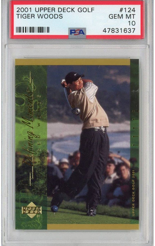 Graded 2001 Upper Deck UD Golf Tiger Woods #124 Rookie RC Golf Card PSA 10 Gem Mint
