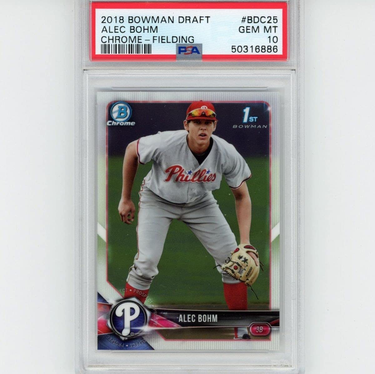 Graded 2018 Bowman Draft Chrome Alec Bohm #BDC25 Rookie RC Baseball Card PSA 10 Gem Mint