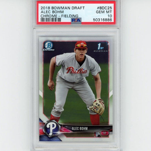 Graded 2018 Bowman Draft Chrome Alec Bohm #BDC25 Rookie RC Baseball Card PSA 10 Gem Mint