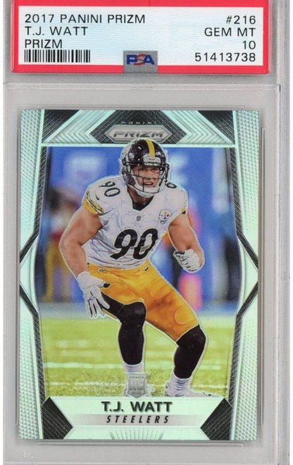 Graded 2017 Panini Prizm TJ T.J. Watt #216 Silver Prizm Rookie RC Football Card PSA 10 Gem Mint
