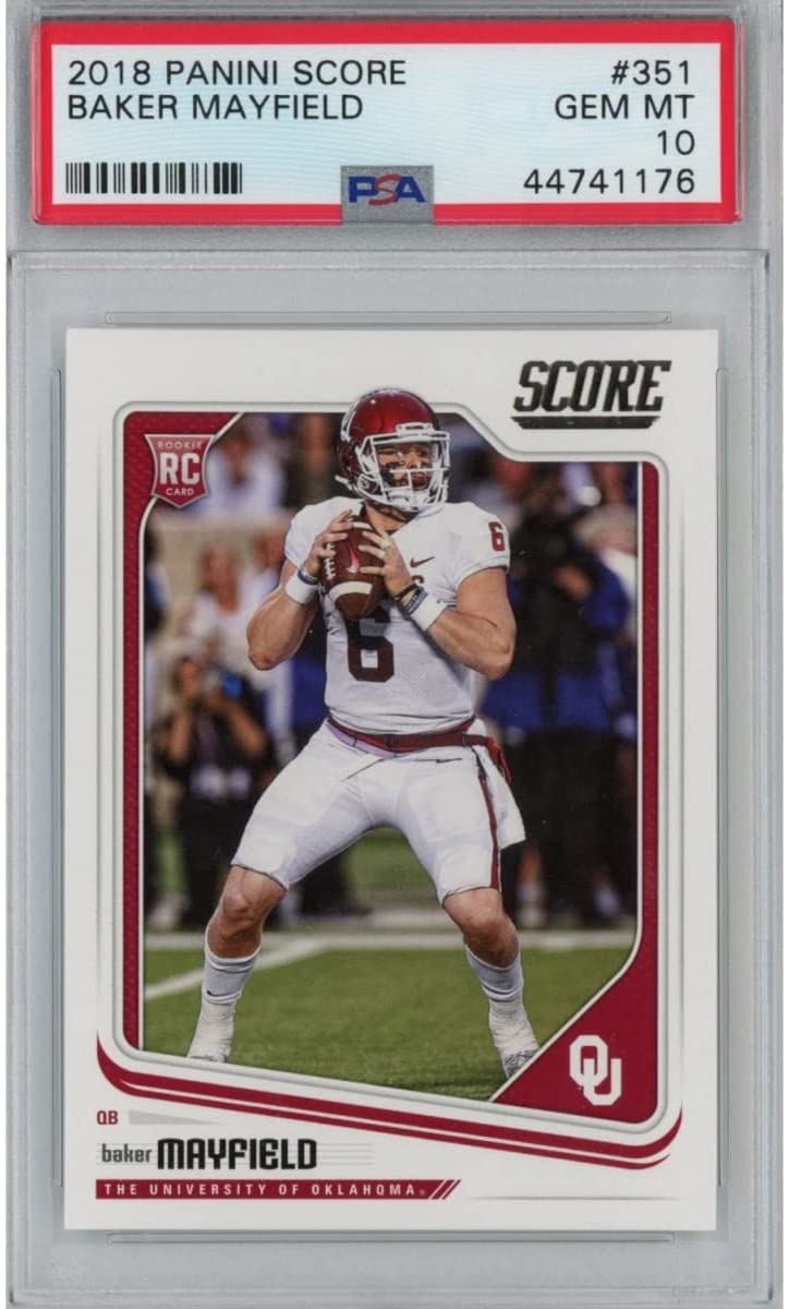 Graded 2018 Panini Score Baker Mayfield #351 Rookie Wave RC Football Card PSA 10 Gem Mint