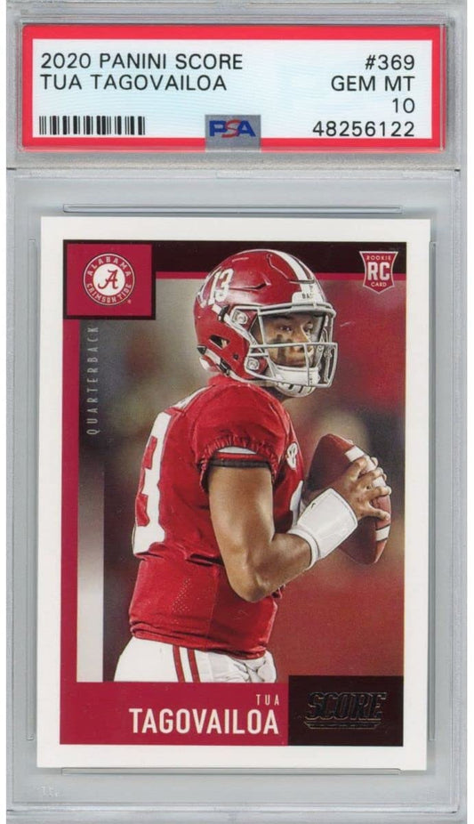 Graded 2020 Panini Score Tua Tagovailoa #369 Rookie RC Football Card PSA 10 Gem Mint