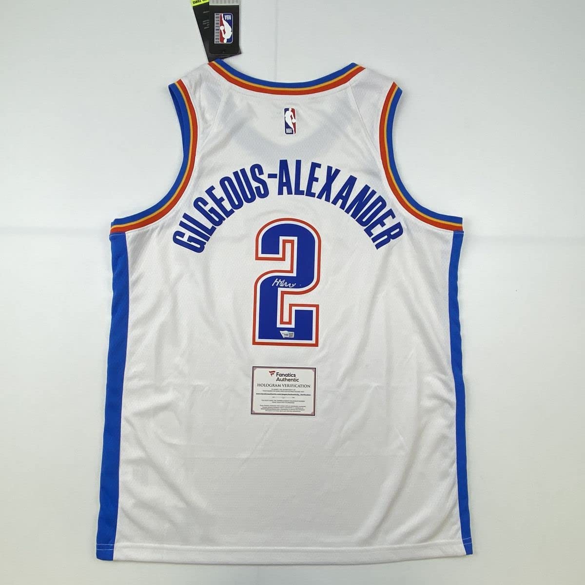 Autographed/Signed Shai Gilgeous-Alexander Oklahoma City Thunder White Basketball Jersey Fanatics COA