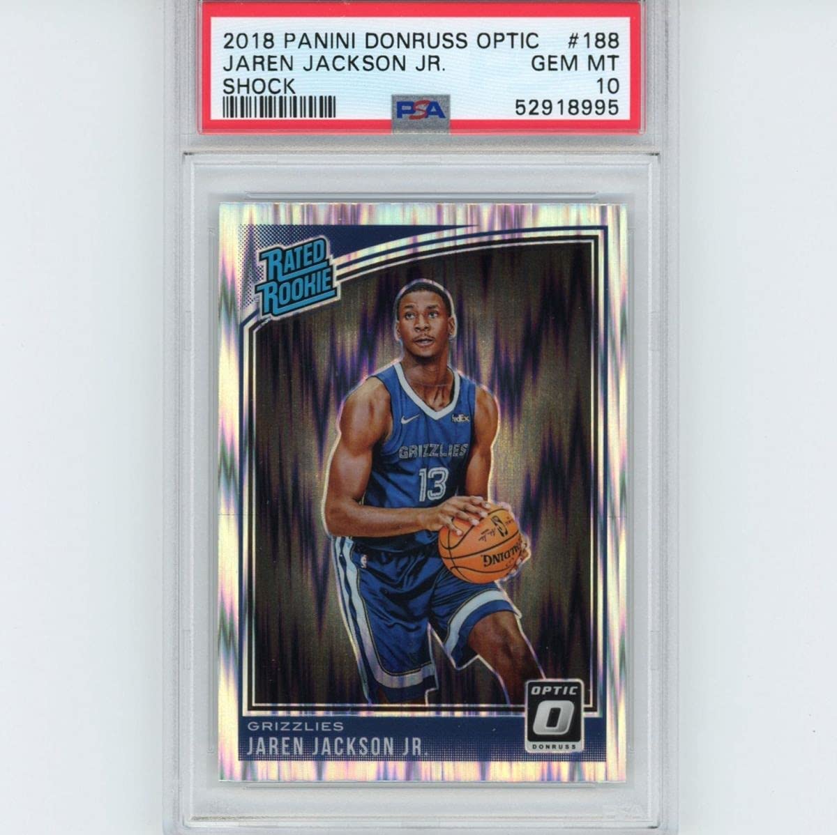 Graded 2018-19 Panini Donruss Optic Jaren Jackson Jr. #188 Shock Rookie RC Basketball Card PSA 10 Gem Mint