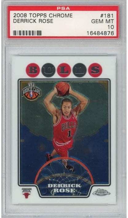 Graded 2008-09 Topps Chrome Derrick Rose #181 Rookie RC Basketball Card PSA 10 Gem Mint