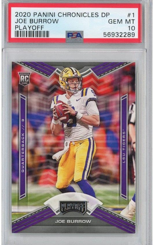 Graded 2020 Panini Chronicles Draft Picks Joe Burrow #1 Playoff Rookie RC Football Card PSA 10 Gem Mint