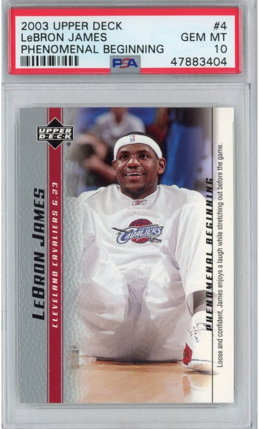 Graded 2003-04 Upper Deck UD LeBron James #10 Phenomenal Beginning Rookie RC Basketball Card PSA 10 Gem Mint