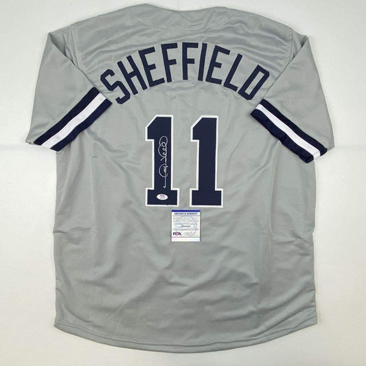 Autographed/Signed Gary Sheffield New York Grey Baseball Jersey PSA/DNA COA