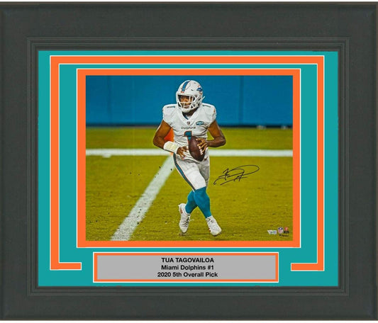 Framed Autographed/Signed Tua Tagovailoa Miami Dolphins 16x20 Football Photo Fanatics COA