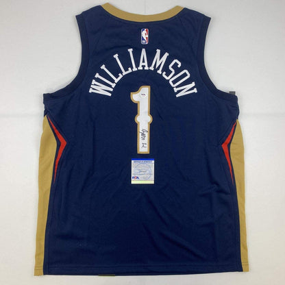 Autographed/Signed Zion Williamson New Orleans Blue Basketball Jersey PSA/DNA COA