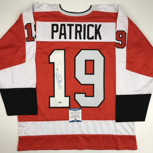 Autographed/Signed Nolan Patrick Philadelphia Orange Hockey Jersey Beckett BAS COA