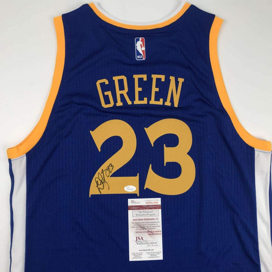 Autographed/Signed Draymond Green Golden State Blue Basketball Jersey JSA COA