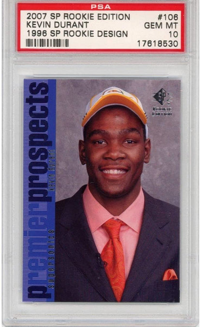 Graded 2007-08 Upper Deck SP Edition Kevin Durant #106 Rookie RC 1996 Design Basketball Card PSA 10 Gem Mint