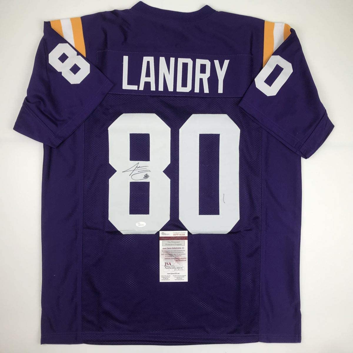 Autographed/Signed Jarvis Landry LSU Purple College Football Jersey JSA COA