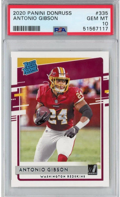 Graded 2020 Panini Donruss Antonio Gibson #335 Rookie RC Football Card PSA 10 Gem Mint