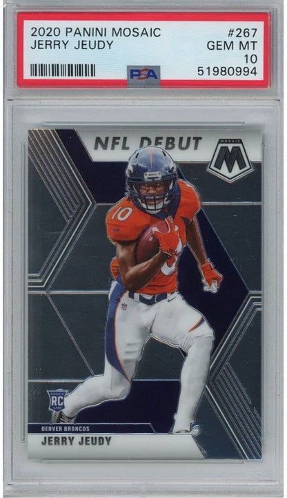 Graded 2020 Panini Mosaic Jerry Jeudy #267 Rookie RC Football Card PSA 10 Gem Mint