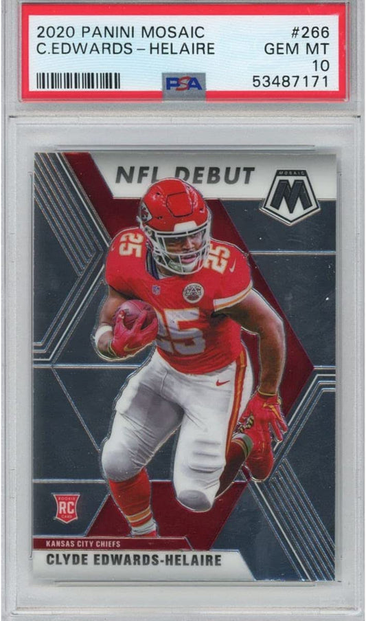 Graded 2020 Panini Mosaic Clyde Edwards-Helaire #266 Rookie RC Football Card PSA 10 Gem Mint