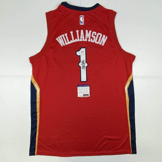 Autographed/Signed Zion Williamson New Orleans Red Basketball Jersey PSA/DNA COA