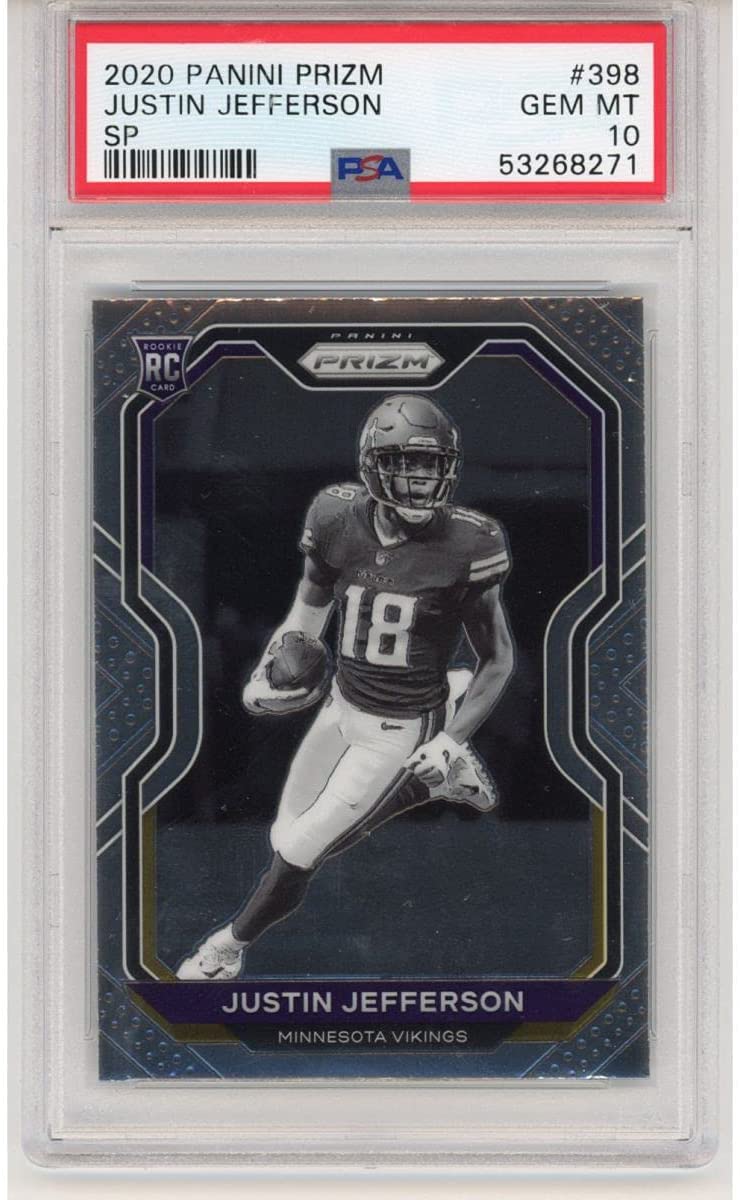 Graded 2020 Panini Prizm Justin Jefferson SP #398 Rookie RC Football Card PSA 10 Gem Mint