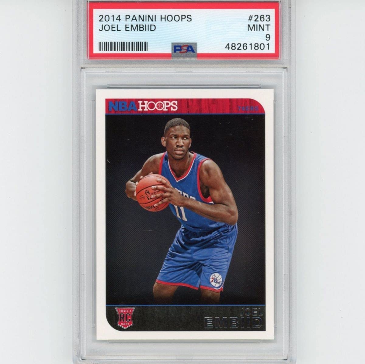 Graded 2014-15 Panini Hoops Joel Embiid #263 Rookie RC Basketball Card PSA 9 Mint
