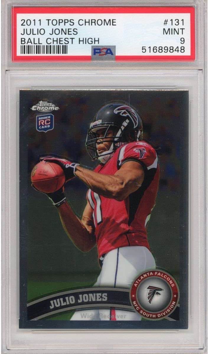 Graded 2011 Topps Chrome Julio Jones #131 Ball Chest High Rookie RC Football Card PSA 9 Mint