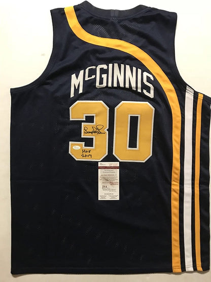 Autographed/Signed George McGinnis"HOF 17" Indiana Blue Basketball Jersey JSA COA