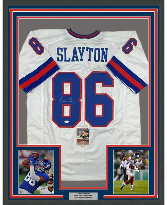 Framed Autographed/Signed Darius Slayton 35x39 New York Color Rush Football Jersey JSA COA