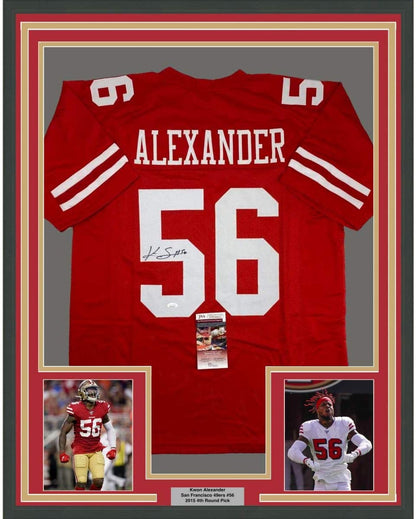 Framed Autographed/Signed Kwon Alexander 35x39 San Francisco Red Football Jersey JSA COA