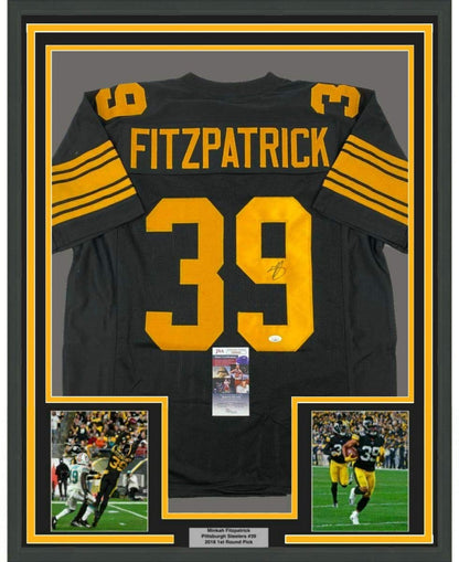Framed Autographed/Signed Minkah Fitzpatrick 35x39 Pittsburgh Color Rush Football Jersey JSA COA