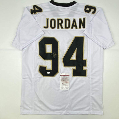 Autographed/Signed Cameron Cam Jordan New Orleans Saints White Football Jersey JSA COA