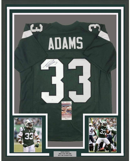 Framed Autographed/Signed Jamal Adams 35x39 New York Green 2019 Football Jersey JSA COA