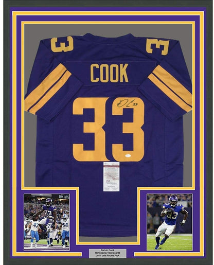 Framed Autographed/Signed Dalvin Cook 35x39 Minnesota Color Rush Football Jersey JSA COA