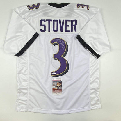 Autographed/Signed Matt Stover Baltimore White Football Jersey JSA COA