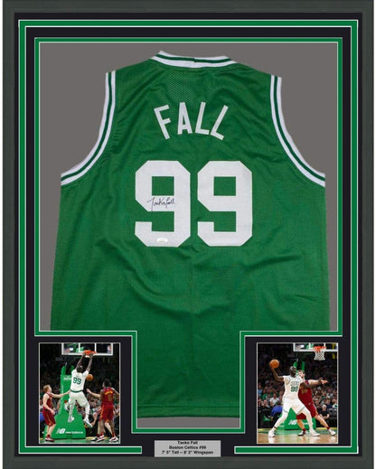 Framed Autographed/Signed Tacko Fall 35x39 Boston Green Basketball Jersey JSA COA