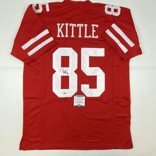 Autographed/Signed George Kittle San Francisco Red Football Jersey Beckett BAS COA