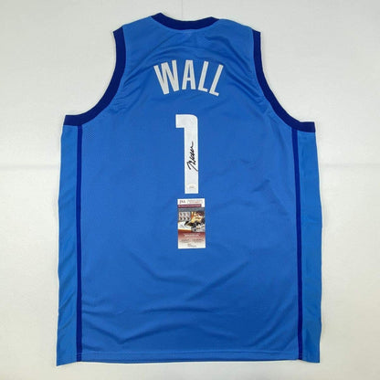 Autographed/Signed John Wall Houston Light Blue Basketball Jersey JSA COA